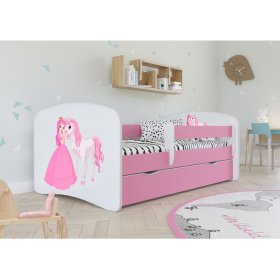 Lit pour enfant avec barrière Ourbaby - Princesse avec un cheval