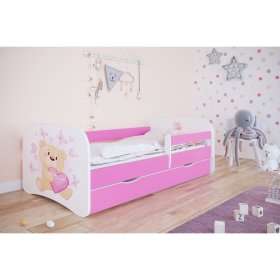 Lit enfant avec barrière Ourbaby - Ourson - rose