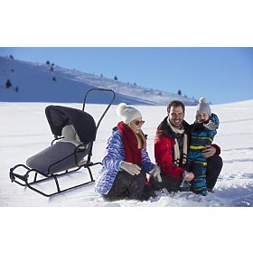 Luge pour enfants avec dossier et capuche - gris foncé / mélange