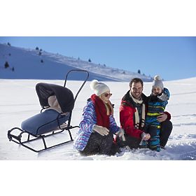 Luge pour enfants avec dossier et capuche - jeans / mélange