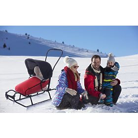 Luge pour enfants avec dossier et capuche - rouge