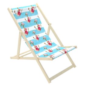 Chaise de plage Ancres avec fleurs - bleu-blanc, CHILL