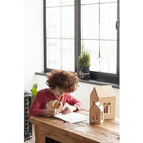 Maison magnétique en bois Montessori - naturel