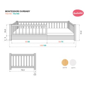 Lit bas enfant Montessori Ourbaby - blanc