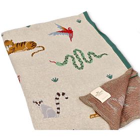 Nature Planet Couverture en coton biologique Animaux sauvages