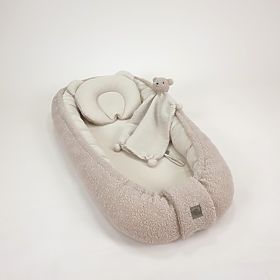 Nid d'ange pour bébé Teddy en mousseline et tissu Teddy - beige