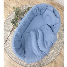 Ensemble de literie pour berceau en osier - bleu