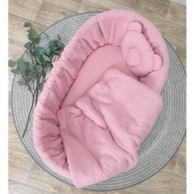 Ensemble de literie pour berceau en osier - rose