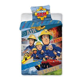 Parure de lit enfant 140x200 cm + 70x90 cm Sam le Pompier, Faro, Fireman Sam
