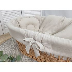Ensemble de literie pour berceau en osier - beige