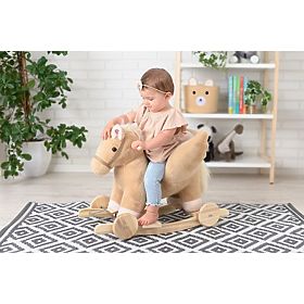 Pégase à Bascule Beige avec Siège et Roues, AdamToys