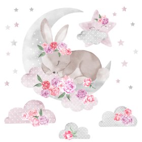 Sticker mural Lapin endormi - rose