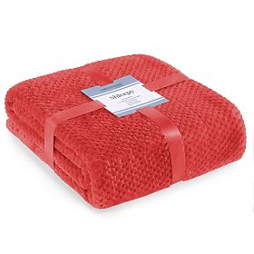 Plaid SHLEEPY couleur rouge jacquard gaufré style classique 130x180