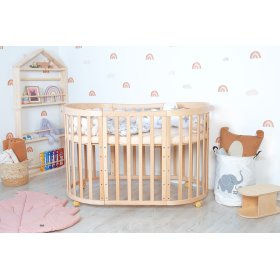 Lit bébé évolutif ovale Ruby 7 en 1 - naturel