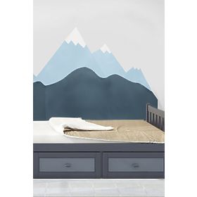 Mousse de protection pour le mur derrière le lit Montagnes - bleu