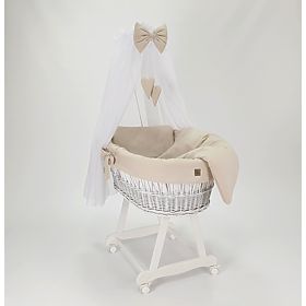 Berceau en osier avec équipement en coton pour bébé - beige, TOLO