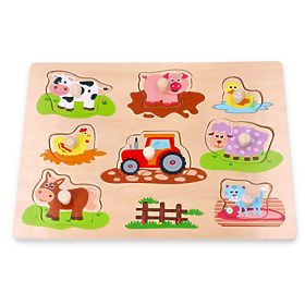 Puzzle avec poignées Amis de la ferme et tracteur
