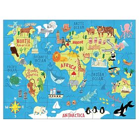 Puzzle Mudpuppy Carte du monde dans un sac en tissu 36 pièces, Mudpuppy