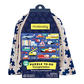 Puzzle Mudpuppy Moyens de transport dans un sac en tissu 36 pièces, Mudpuppy