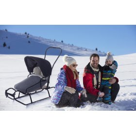 Luge pour enfants avec dossier et veste polaire - gris foncé / mélange, Guciopremium