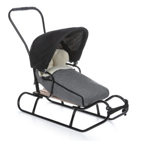 Luge pour enfants avec dossier et veste polaire - gris foncé / mélange, Guciopremium