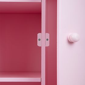 small foot Armoire en bois pour poupées rose