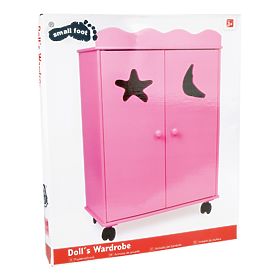 small foot Armoire en bois pour poupées rose