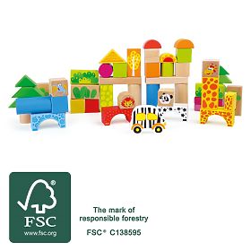 small foot Blocs de construction en bois zoo 50 pcs