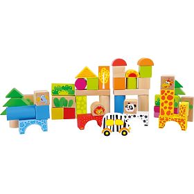 small foot Blocs de construction en bois zoo 50 pcs