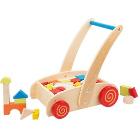 small foot Chariot de marche en bois avec cubes