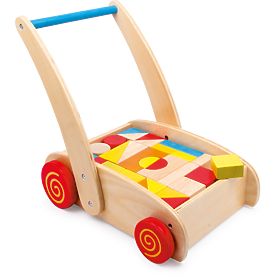 small foot Chariot de marche en bois avec cubes