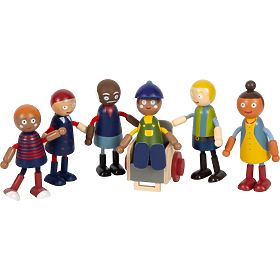 small foot Figurines en bois famille avec fauteuil roulant, small foot