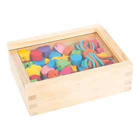 Small Foot Formes de perles à enfiler en bois dans une boîte