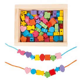 Small Foot Formes de perles à enfiler en bois dans une boîte