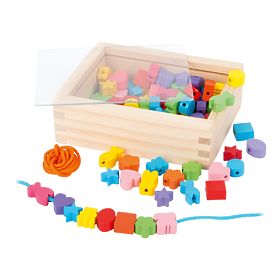 Small Foot Formes de perles à enfiler en bois dans une boîte