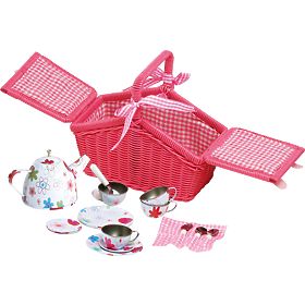 small foot Panier de pique-nique rose avec vaisselle