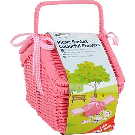 small foot Panier de pique-nique rose avec vaisselle