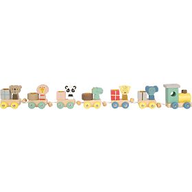 small foot Train d'anniversaire en bois avec animaux