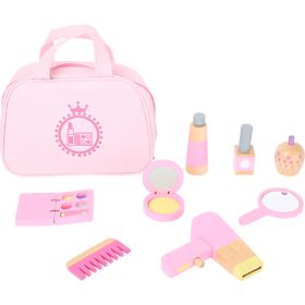 small foot Trousse de maquillage pour enfants rose avec accessoires en bois