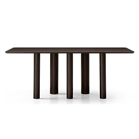 Table avec plateau rectangulaire Ritro 200 cm, en bois, placage chêne, noyer