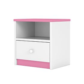 Table de chevet Ourbaby pour enfants - rose et blanc