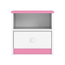 Table de chevet Ourbaby pour enfants - rose et blanc