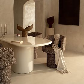 Table à manger Modesto 180 cm, beige clair, brillant