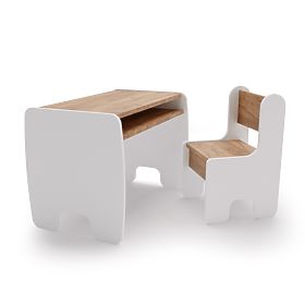 table pour enfant Timi + chaise couleur blanc / chêne craft doré