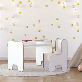 table pour enfants Timi + chaise MDF couleur blanche