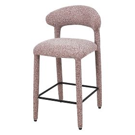 Tabouret de bar rembourré Hiroki, mélange beige-bordeaux