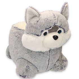 Tabouret en peluche chien Husky siège