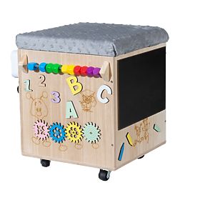 Tabouret d'activité Montessori en bois - naturel / gris