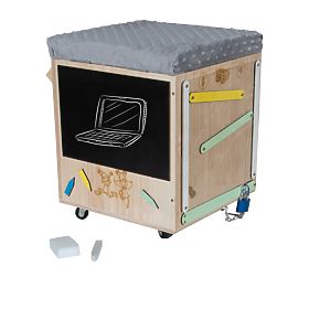 Tabouret d'activité Montessori en bois - naturel / gris