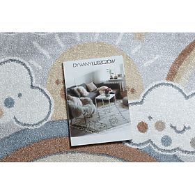 Tapis BONO 8437 rond nuages, ciel, gris clair / crème, F.H.Kabis